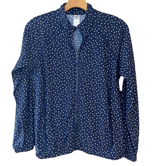 Tommy Bahama Island Wear Sz XXS Navy Blue Polka Dot Swim Jacket Cover-Up - Picture 1 of 9
